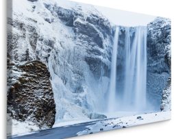 Schilderij - Waterval in de winter, premium print