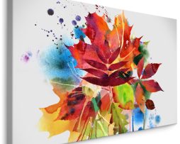 Schilderij - Herfst bladeren in waterverf (print op canvas), premium print