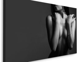 Schilderij - Erotische vrouw zwart-wit, premium print