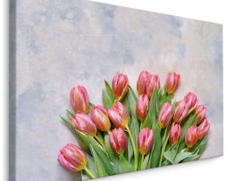 Schilderij - Boeket roze tulpen, premium print