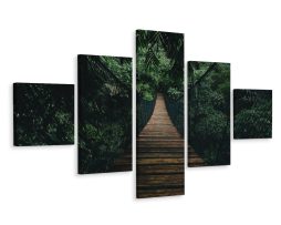 Schilderij - Touwbrug in de Jungle II, 5luik, premium print