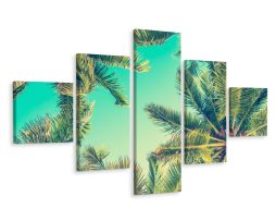 Schilderij - Palmbomen, 5luik, premium print