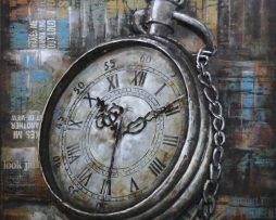 Schilderij - Metaalschilderij - Zakhorloge in de moderne tijd, 80x80 cm, 3D schilderij