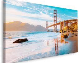 Schilderij - Golden Gate Bridge, San Fransisco, 4 maten, multi-gekleurd, wanddecoratie