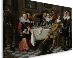 Schilderij - Isack Elyas Feestvierend gezelschap (print op canvas), multi-gekleurd, 4 maten, reproductie
