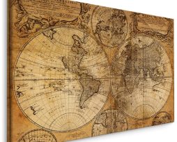 Schilderij - Oude wereldkaart, Sepia, 4 maten, wanddecoratie