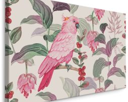 Schilderij - Tropische roze papegaai, 4 maten, scherp geprijsd, wanddecoratie