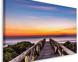 Schilderij - Loopplank naar de Noordzee, multi-gekleurd, scherpe print