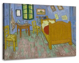 Schilderij -Vincent van Gogh, De Slaapkamer. 100x80cm. premium print, wanddecoratie