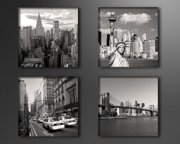 Schilderij - New York City, USA, 4x 20cm. 4 delen, wanddecoratie
