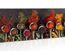 Schilderij - Specerijen, voor in de keuken, 120x40cm. Incl. ophang haakjes
