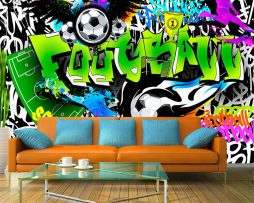 Fotobehang - Football Graffiti, voetbal - 350x245cm