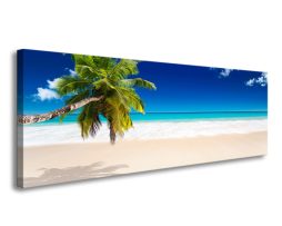 Schilderij - Het Paradijs met Palmboom, 120x40cm. incl ophang haakjes