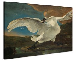 Schilderij - Jan Asselijn, De bedreigde zwaan, ca.1650, 70x60cm.