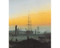 Kunstdruk Caspar David Friedrich - Der Greifswalder Hafen 70x90cm