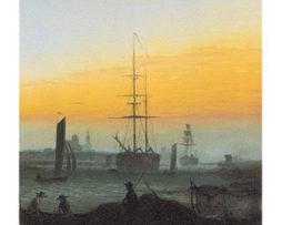 Kunstdruk Caspar David Friedrich - Der Greifswalder Hafen 30x40cm