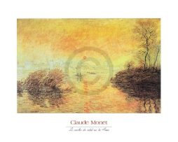 Kunstdruk Claude Monet - Le coucher du soleil la Seine 70x50cm