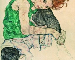Kunstdruk Egon Schiele - Sitzende Frau mit hochgezogenen 60x80cm