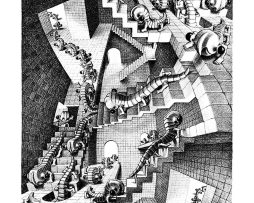 Kunstdruk M. C. Escher - Treppenhaus 45x79cm