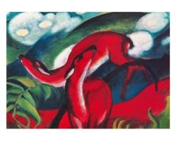 Kunstdruk Franz Marc - The red Deer 80x60cm