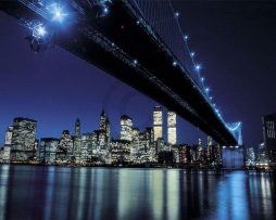 Kunstdruk Henri Silberman - Brooklyn Bridge at Night 80x60cm