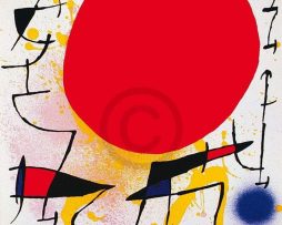 Kunstdruk Joan Miro - Le soleil rouge 60x80cm