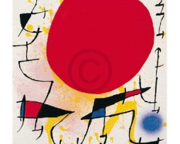 Kunstdruk Joan Miro - Le soleil rouge 40x50cm
