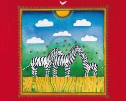 Kunstdruk Linda Edwards - Three little zebras 40x40cm