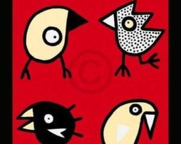 Kunstdruk Birdman Hans Lan - Happy together 35x100cm