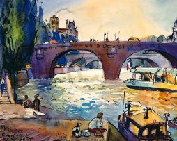 Kunstdruk Michael Leu - Evening by the Seine 60x50cm