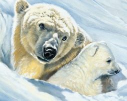 Kunstdruk Renato Casaro - Eisbär-Mama 50x70cm
