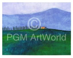 Kunstdruk Ralf Westphal - Abendstimmung in der Toskana 70x50cm