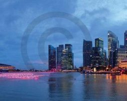 Kunstdruk Shutterstock - Panorama of Singapore 95x33cm