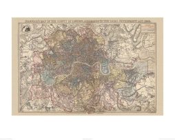 Kunstdruk Stanfords - Map of the County of London 1888 60x80cm