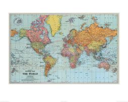 Kunstdruk Stanfords - General Map of the World 1920 60x80cm